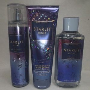 BATH & BODY WORKS STARLIT NIGHT FRAGRANCE MIST, BODY CREAM, LOTION SET 3 PC